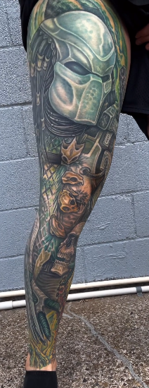 Predator Leg Sleeve Tattoo Design Thumbnail